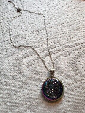 Druzy Sterling Silver Pendant & Sterling Silver Chain